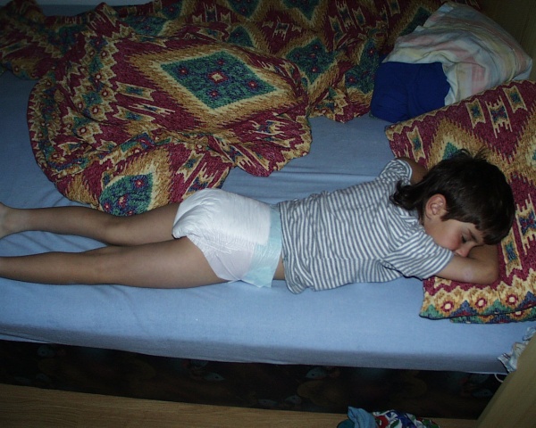 Diaper Kid Boy Tommy 8 year old in pampers diapers