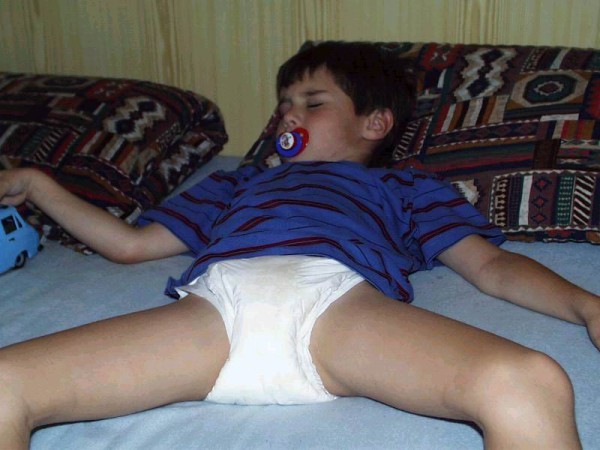 Diaper Boy Tommy 8 year old diaper boy wet diaper pacifier