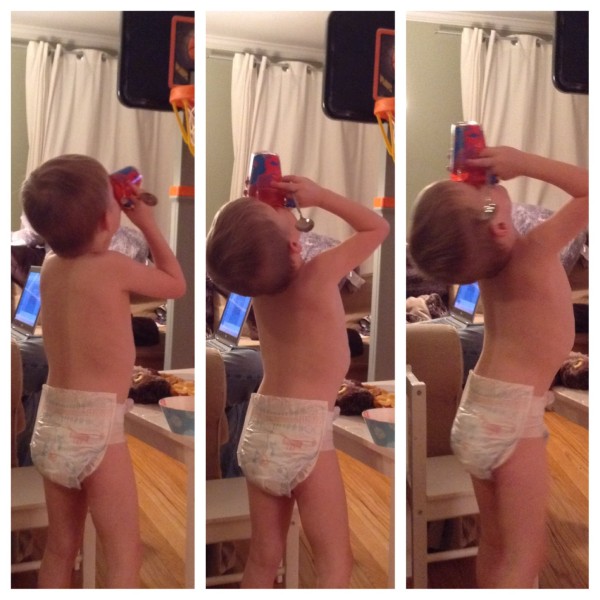 4 year 7 month old boy wearing Huggies diapers